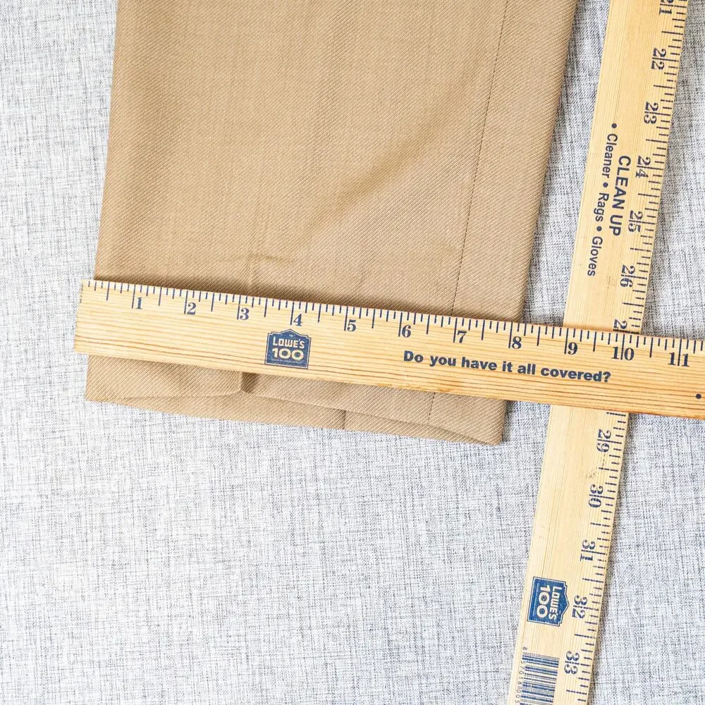 CANALI 1934 Men's PANTALONE Flat front Dress Pants tan wool size 52IT